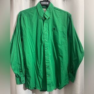 Cinch Men's Vibrant Green Casual Button-Down Shirt